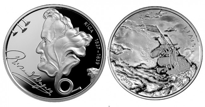 Rihardam Vāgneram veltītā jubilejas latu monēta saņem nozīmīgu starptautisku apbalvojumu 'The Coin of the Year'