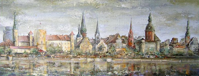Vecrīgas panorāma uz Latvijas monētam