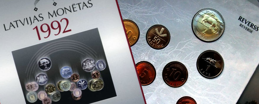 'Latvijas Monētas'/'Latvian Coinage' kompekti no 1992. līdz 2015. gadam